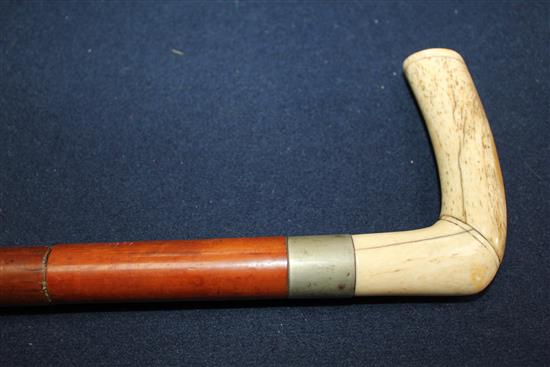 A bone handled sword stick & walking cane